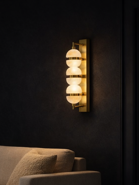 HDC Modern Gold Marble Finish Stack Wall Light for Living Room, Bedroom