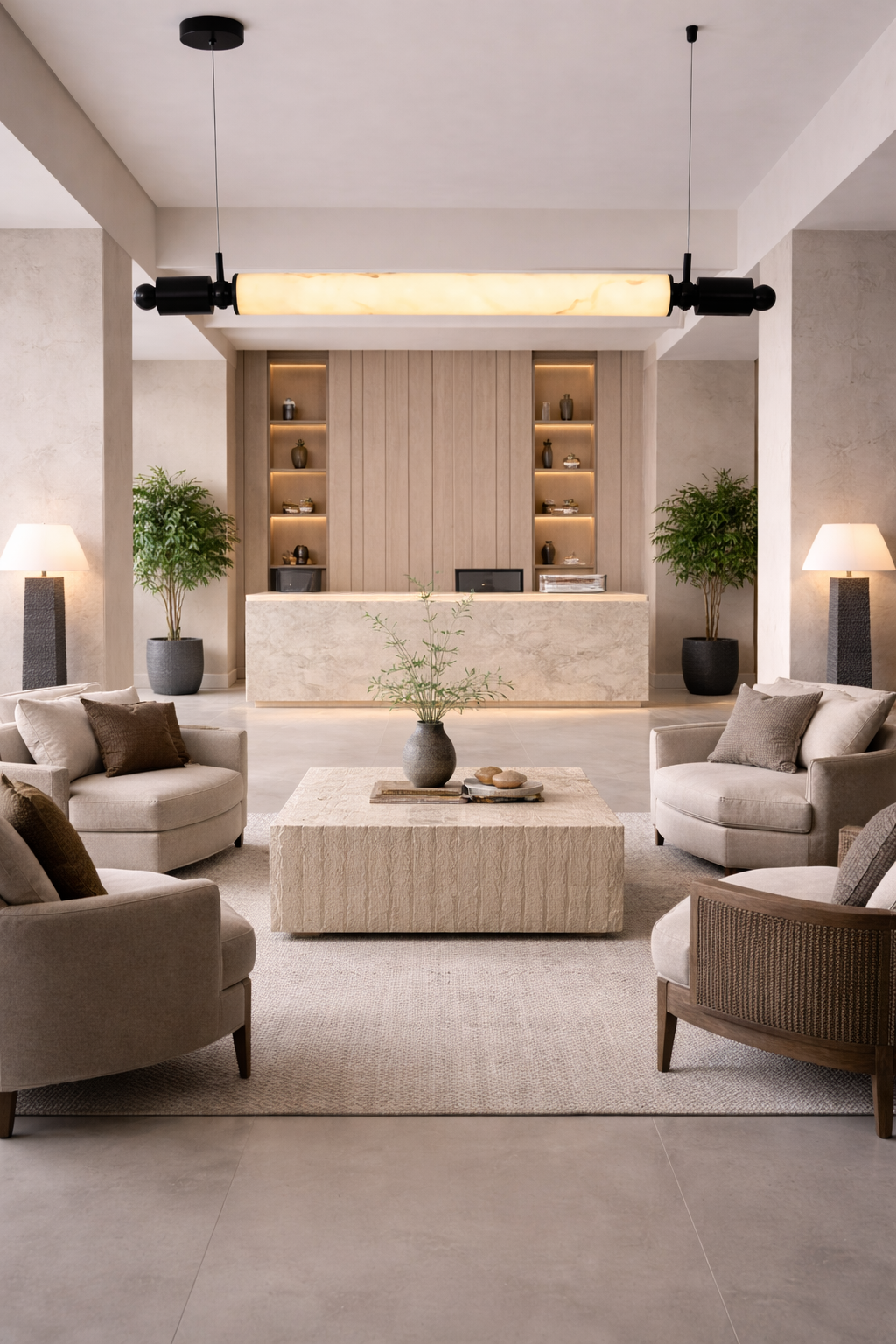 HDC Luxury Marble Finish Modern Designer Hanging Linear Chandelier for Dining Table & Kitchen Island