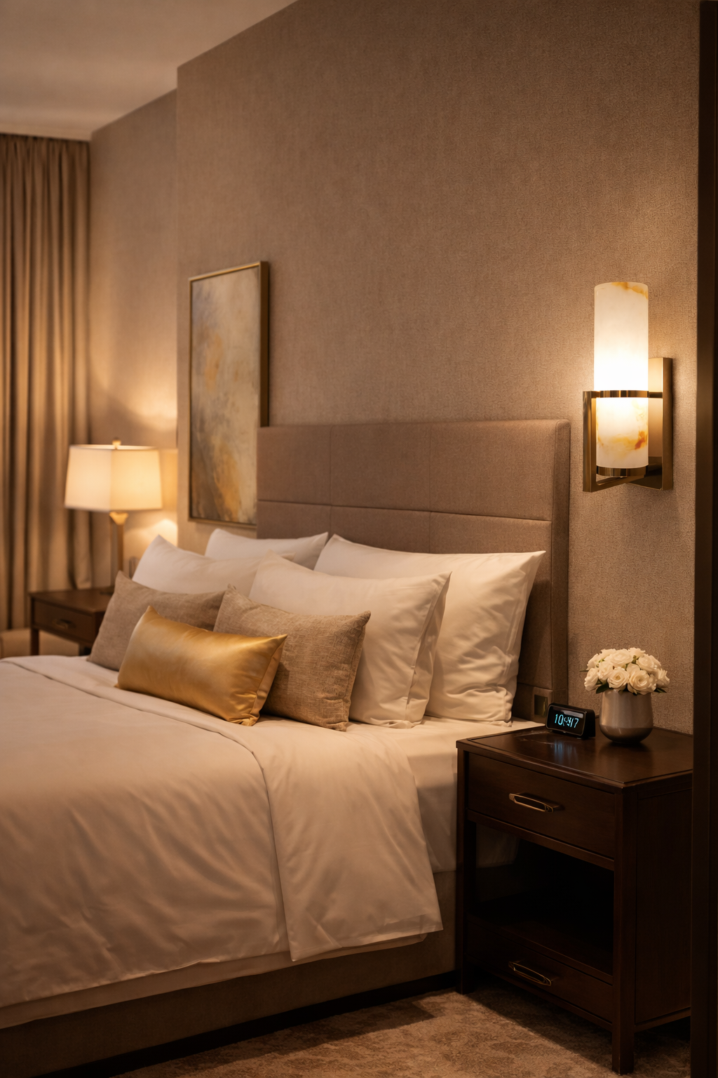 HDC Gold/Black Luxury Marble Finish Wall Light For Living Room