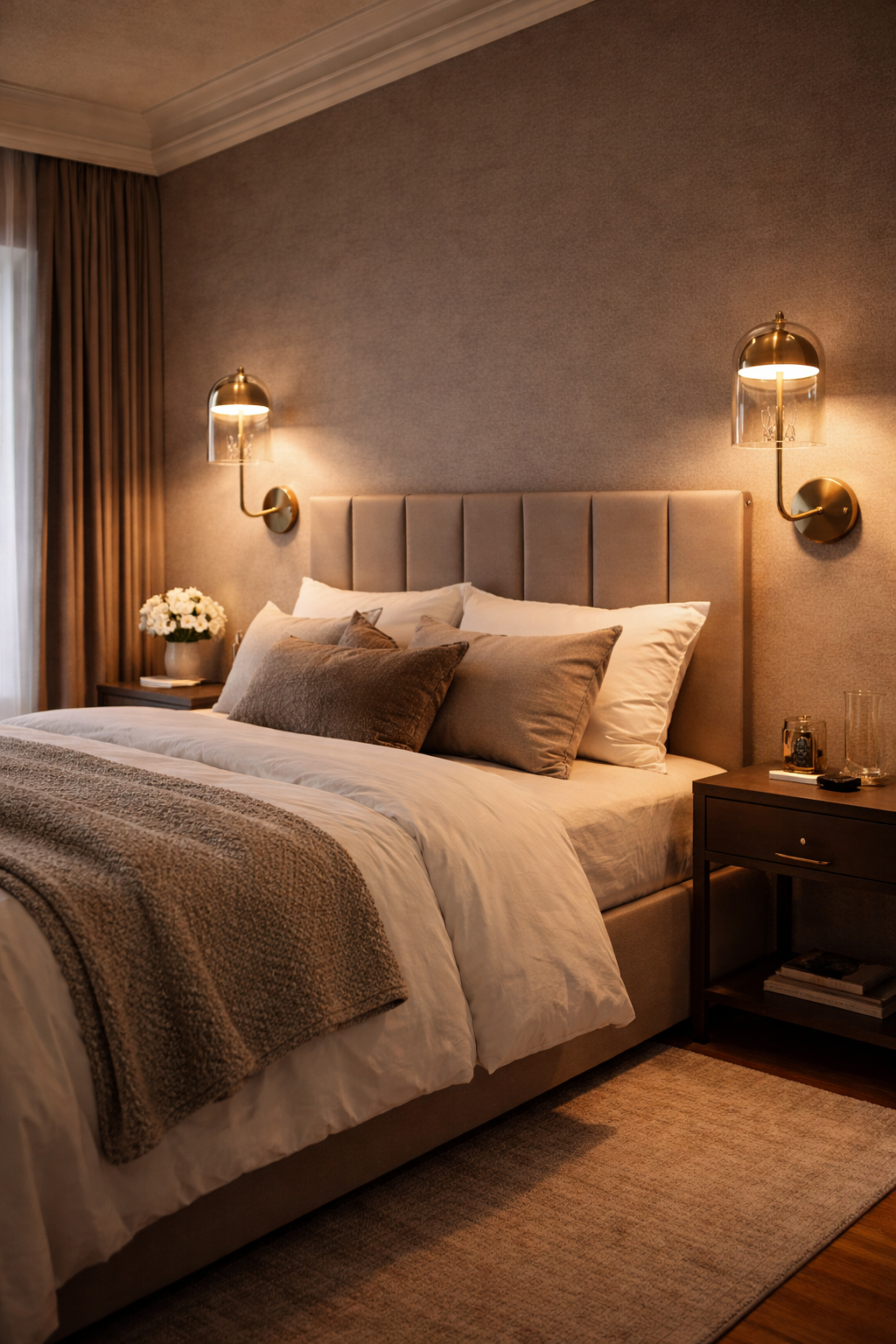 HDC Luxury Umbrella Shaped Amber/Smoke Glass Designer Wall Light For Living Room