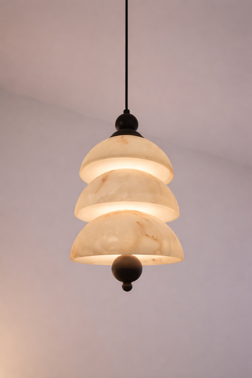 HDC Gold/Black Luxury Marble Finish Layered Pendant Light For Living Room