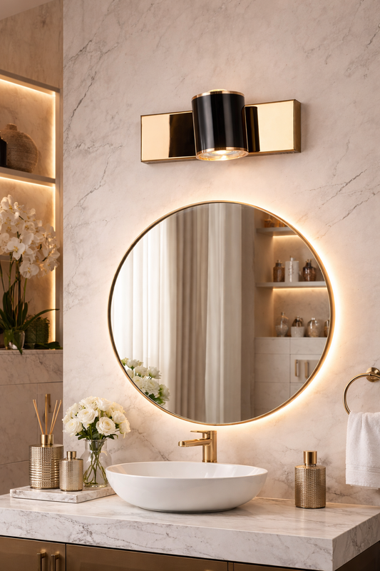 HDC Luxury Black & Rose Dual Cylinder Mirror Light