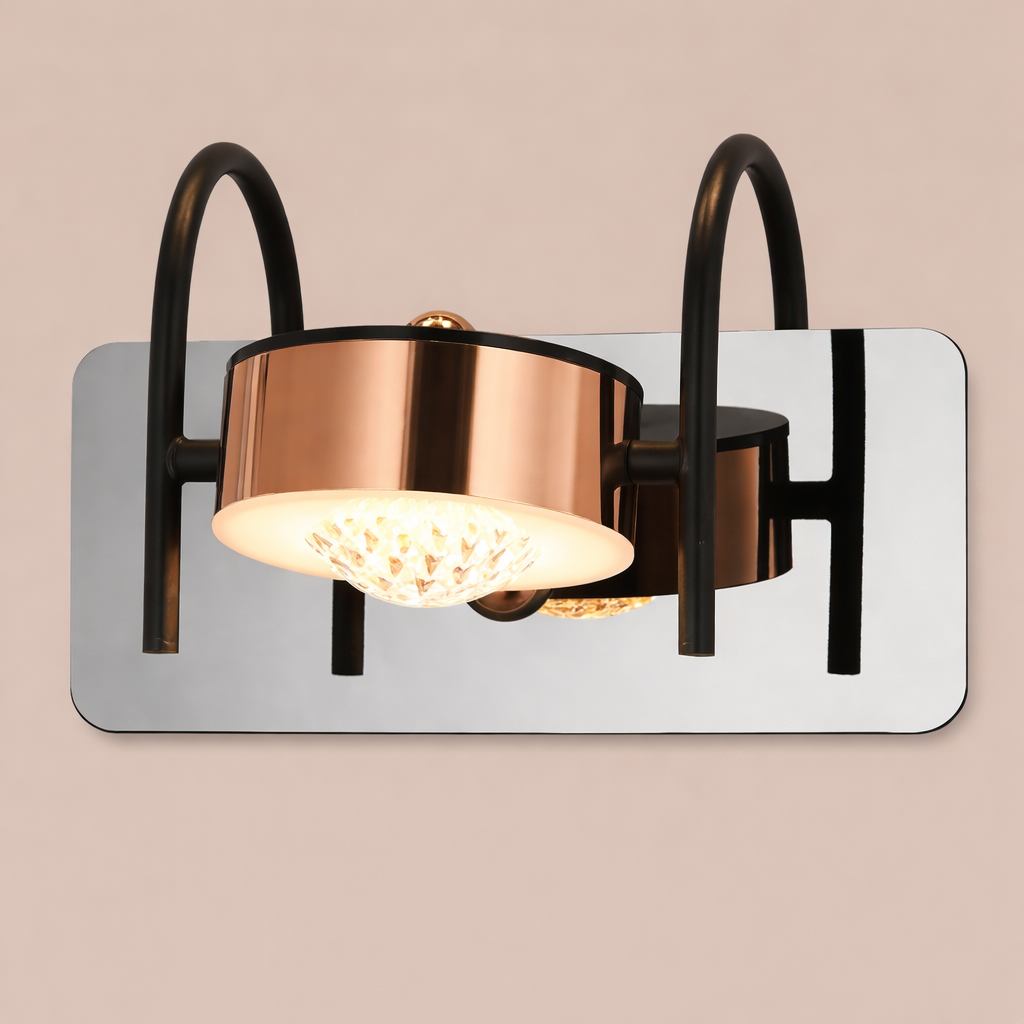 HDC Luxury Rose Gold & Black Acrylic LED Mirror Wall Light for Washroom