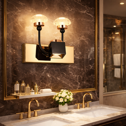 HDC Luxury Black & Rose Gold Dual Mushroom Crystal Mirror Light