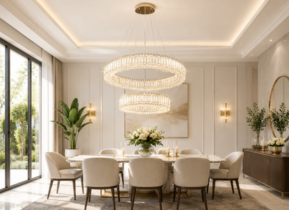 HDC Luxury Crystal Ring Chandelier for Bedroom, Living Room