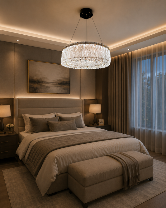 HDC Luxury Crystal Drum Hanging Chandelier Light