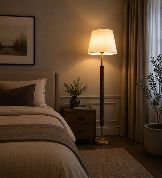 HDC Modern Fabric Shade Floor Lamp for Living Room & Bedroom