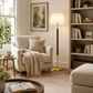 HDC Modern Fabric Shade Floor Lamp for Living Room & Bedroom