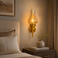 HDC Modern Amber Crackle Glass Wall Light for Bedroom, Living Room & Hallway