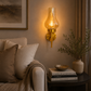 HDC Modern Amber Crackle Glass Wall Light for Bedroom, Living Room & Hallway