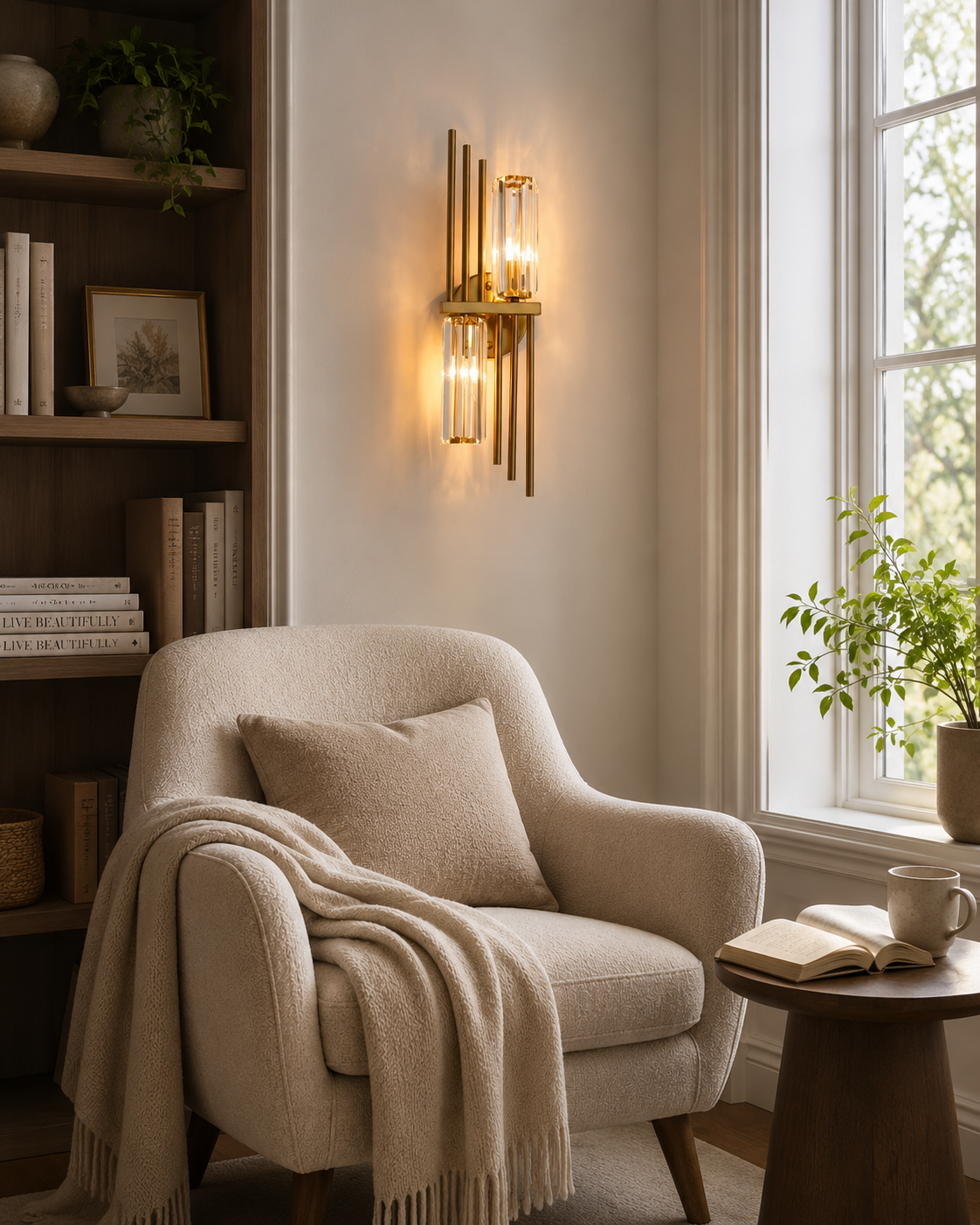 HDC Modern Gold Crystal Wall Light for Bedroom, Living Room & Hotel Décor