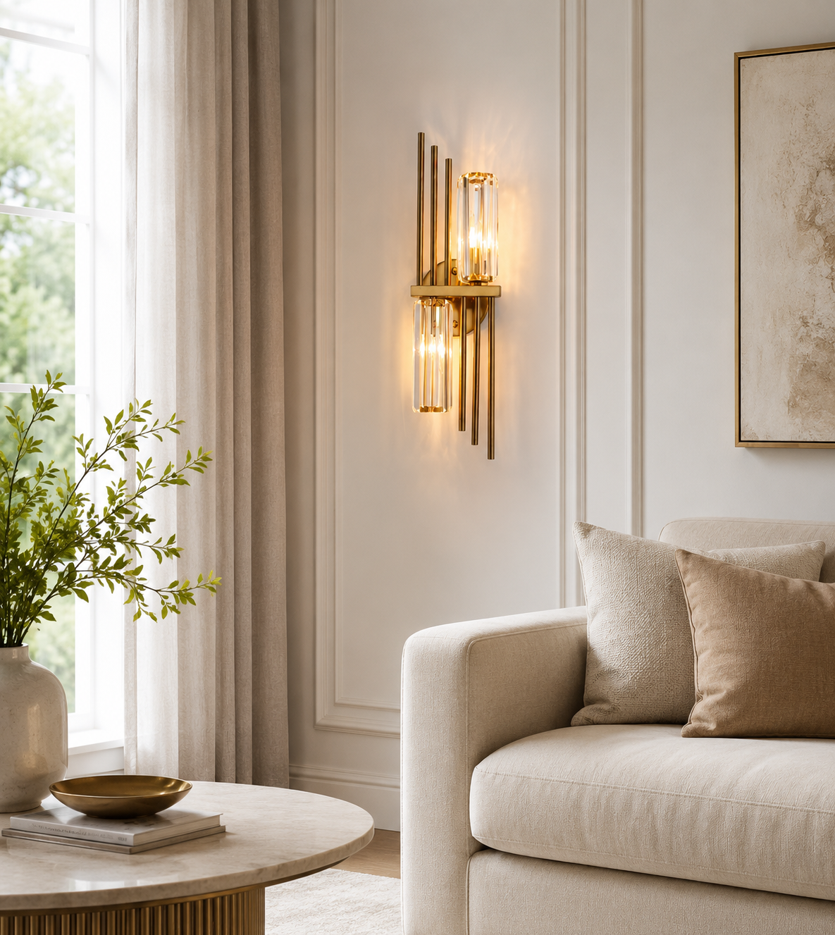 HDC Modern Gold Crystal Wall Light for Bedroom, Living Room & Hotel Décor