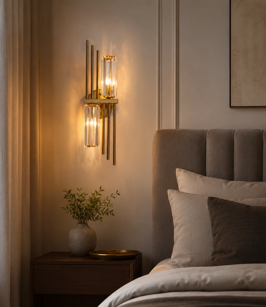HDC Modern Gold Crystal Wall Light for Bedroom, Living Room & Hotel Décor