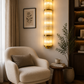 HDC Luxury Gold Ribbed Crystal Wall Light for Bedroom, Living Room