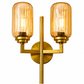 HDC Modern Antique Brass Dual Glass Wall Light for Bedroom, Living Room