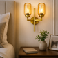HDC Modern Antique Brass Dual Glass Wall Light for Bedroom, Living Room