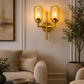HDC Modern Antique Brass Dual Glass Wall Light for Bedroom, Living Room