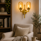 HDC Modern Antique Brass Dual Glass Wall Light for Bedroom, Living Room