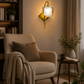 HDC Modern Gold Glass Wall Light for Bedroom, Living Room & Bedside
