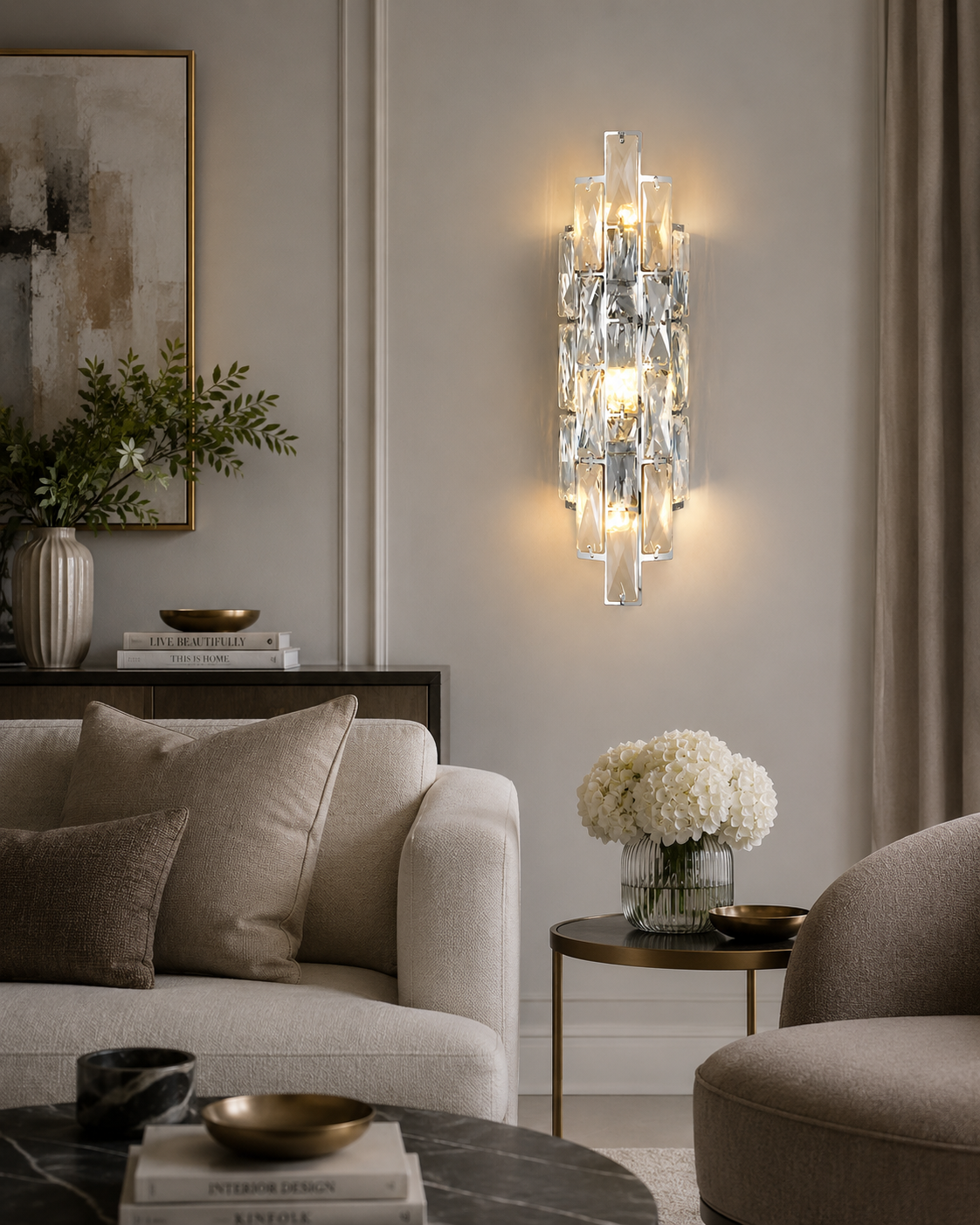 HDC Modern Crystal Wall Light for Bedroom, Living Room & Luxury Interior Décor