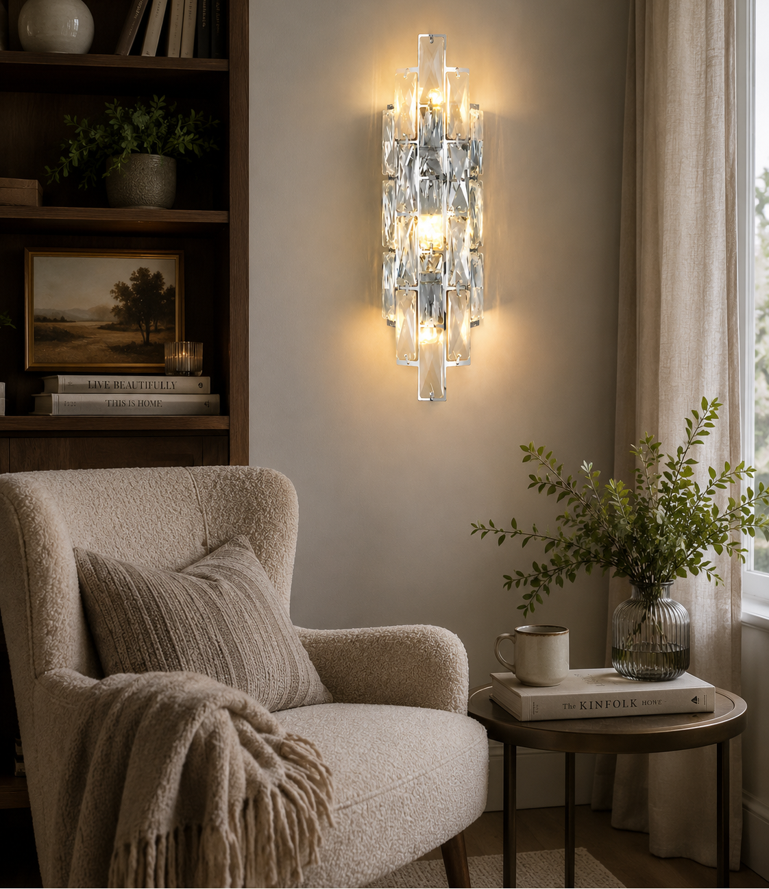 HDC Modern Crystal Wall Light for Bedroom, Living Room & Luxury Interior Décor
