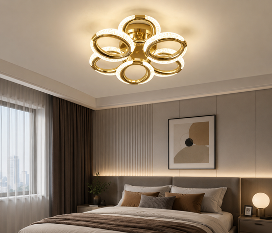 HDC Modern 6 Lights Gold Ring Ceiling Light for Living Room, Bedroom & Dining Area