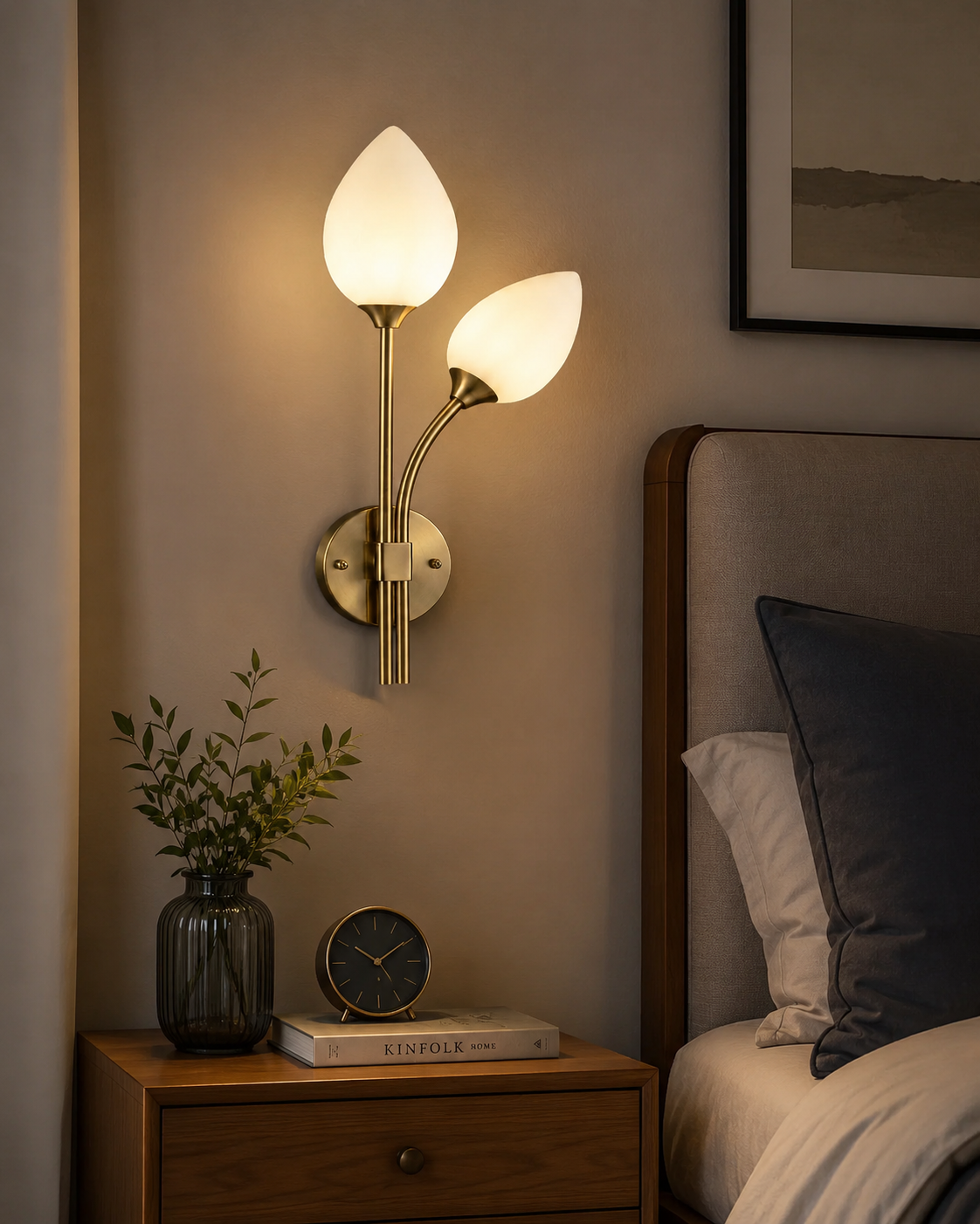 HDC Modern Dual Glass Wall Light for Bedroom, Living Room & Hallway