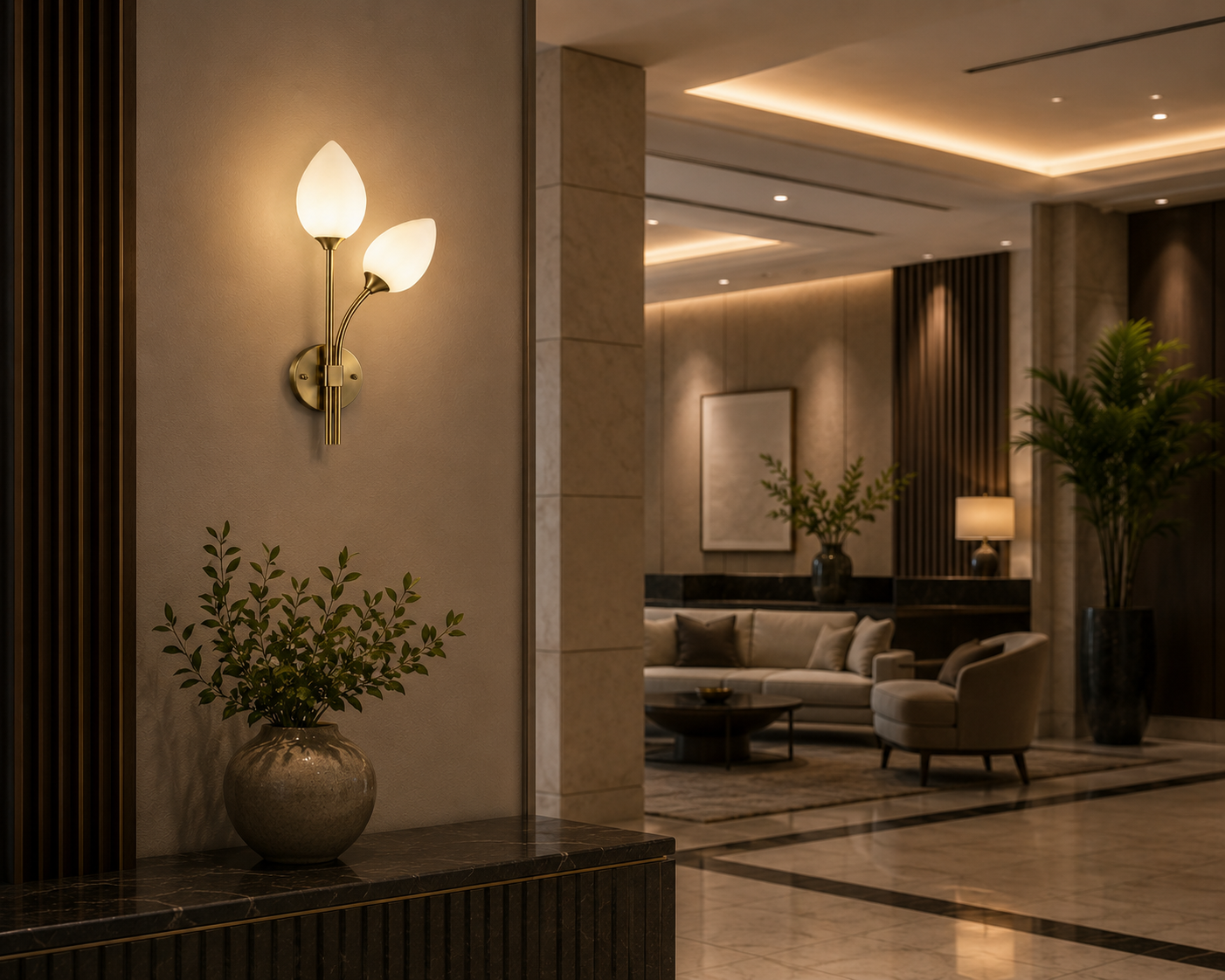 HDC Modern Dual Glass Wall Light for Bedroom, Living Room & Hallway