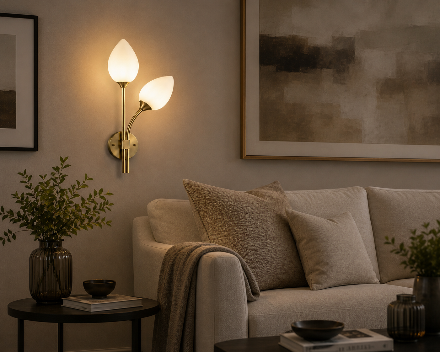 HDC Modern Dual Glass Wall Light for Bedroom, Living Room & Hallway