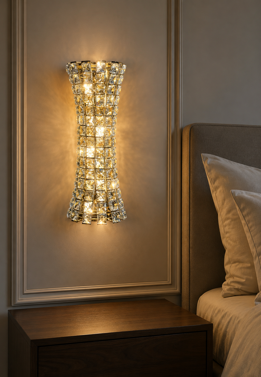 HDC Luxury Modern Gold Crystal Wall Light for Living Room, Bedroom, Bedside