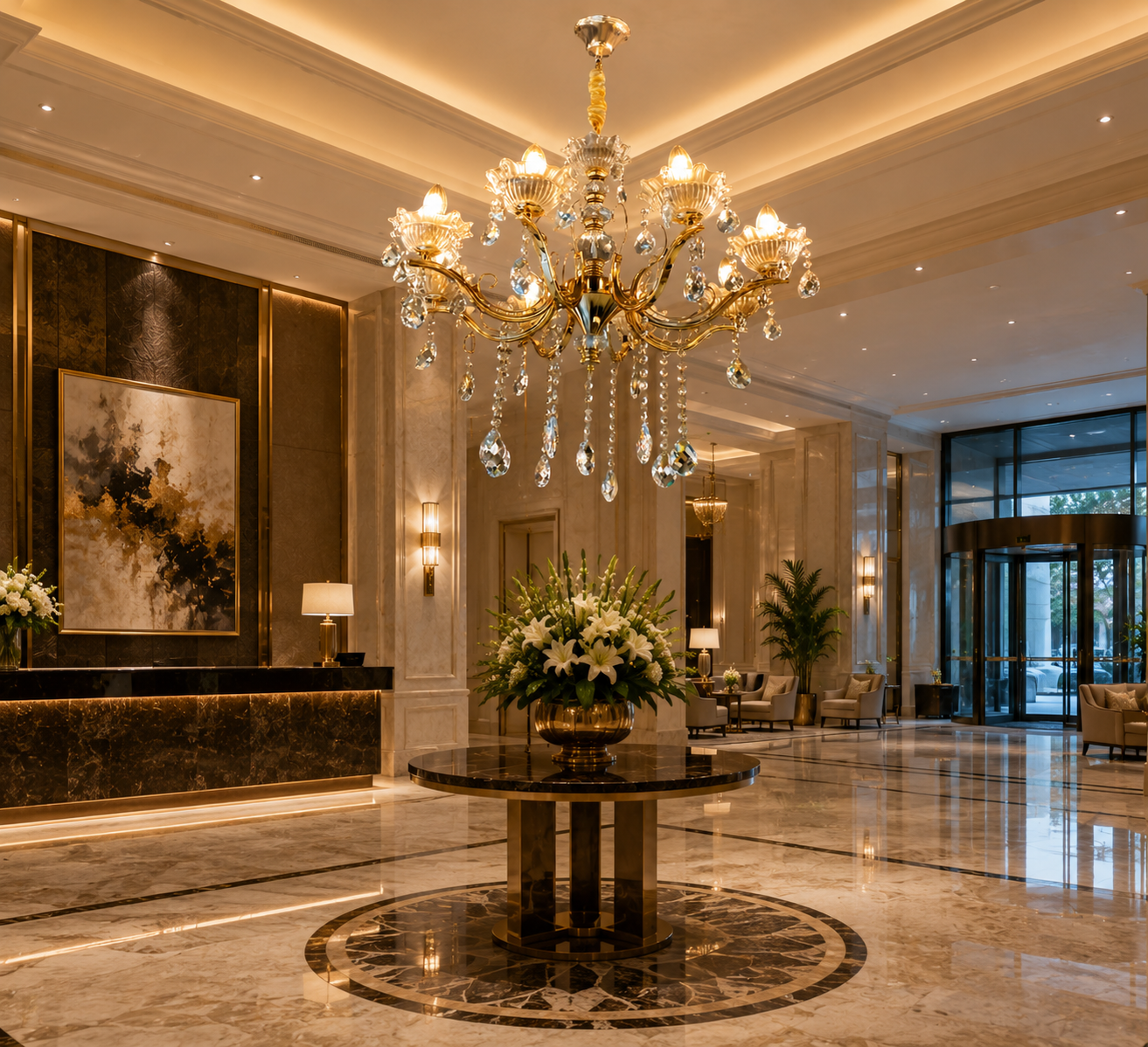HDC Luxury 8 Light Crystal Chandelier Ceiling Light for Living Room, Dining Room & Hotel Lobby