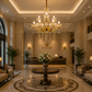 HDC Luxury 15 Light Gold Crystal Glass Chandelier Ceiling Light for Living Room, Dining Hall & Hotel Lobby
