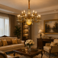 HDC 15 Light Crystal Glass Multi-Arm Chandelier Ceiling Light for Living Room, Dining Hall & Hotel Lobby