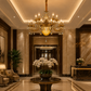 HDC 15 Light Crystal Glass Multi-Arm Chandelier Ceiling Light for Living Room, Dining Hall & Hotel Lobby