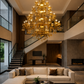 HDC 45 Light Luxury Gold Crystal Multi-Tier Chandelier for Double Height Living Room, Hotel Lobby & Staircase