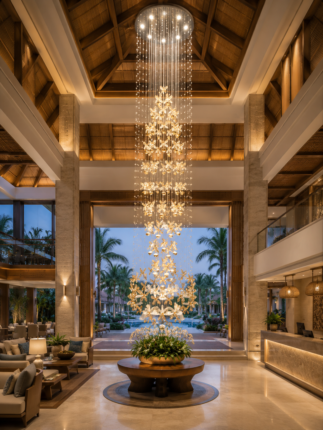 HDC Luxury Double Height Crystal Chandelier for Staircase & Lobby