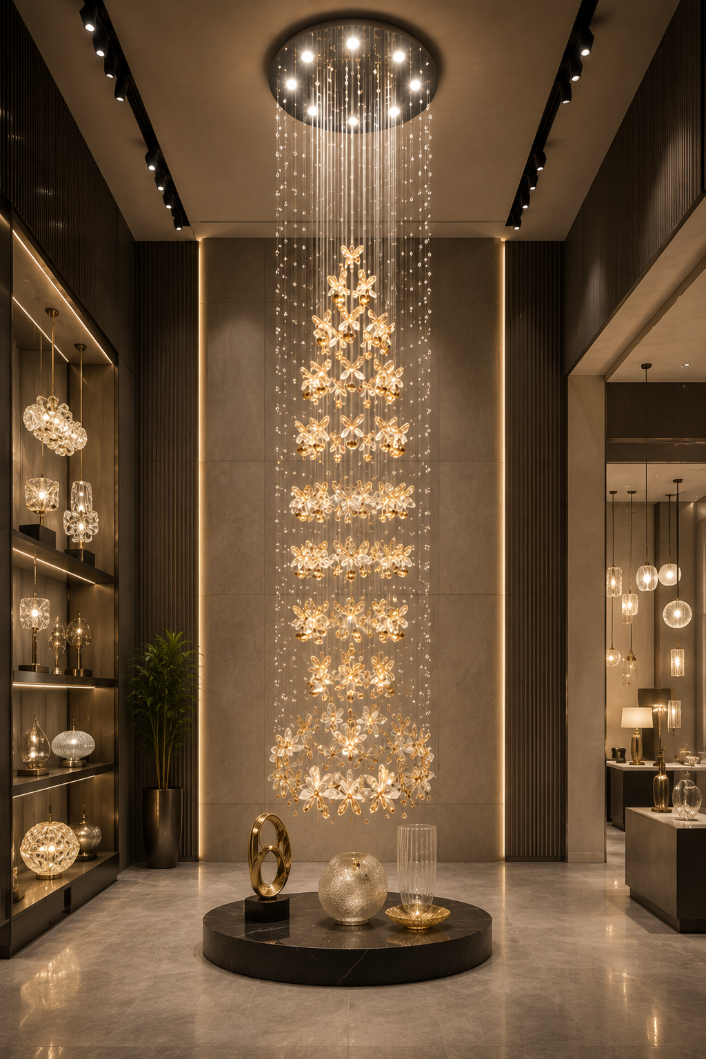 HDC Luxury Double Height Crystal Chandelier for Staircase & Lobby
