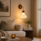 HDC Modern Ribbed Glass Wall Light for Bedroom, Living Room & Bedside Décor