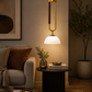 HDC Modern Brass & White Glass Pendant Light for Bedroom, Living Room