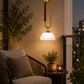 HDC Modern Brass & White Glass Pendant Light for Bedroom, Living Room