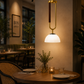 HDC Modern Brass & White Glass Pendant Light for Bedroom, Living Room