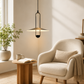 HDC Modern Golden & Black LED Pendant Light for Bedroom, Living Room