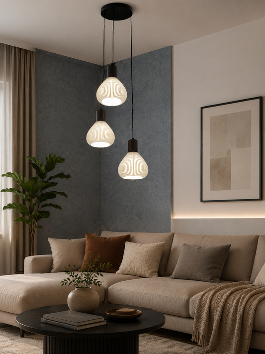 HDC Modern Triple Hanging Pendant Light for Living Room, Dining & Staircase Décor