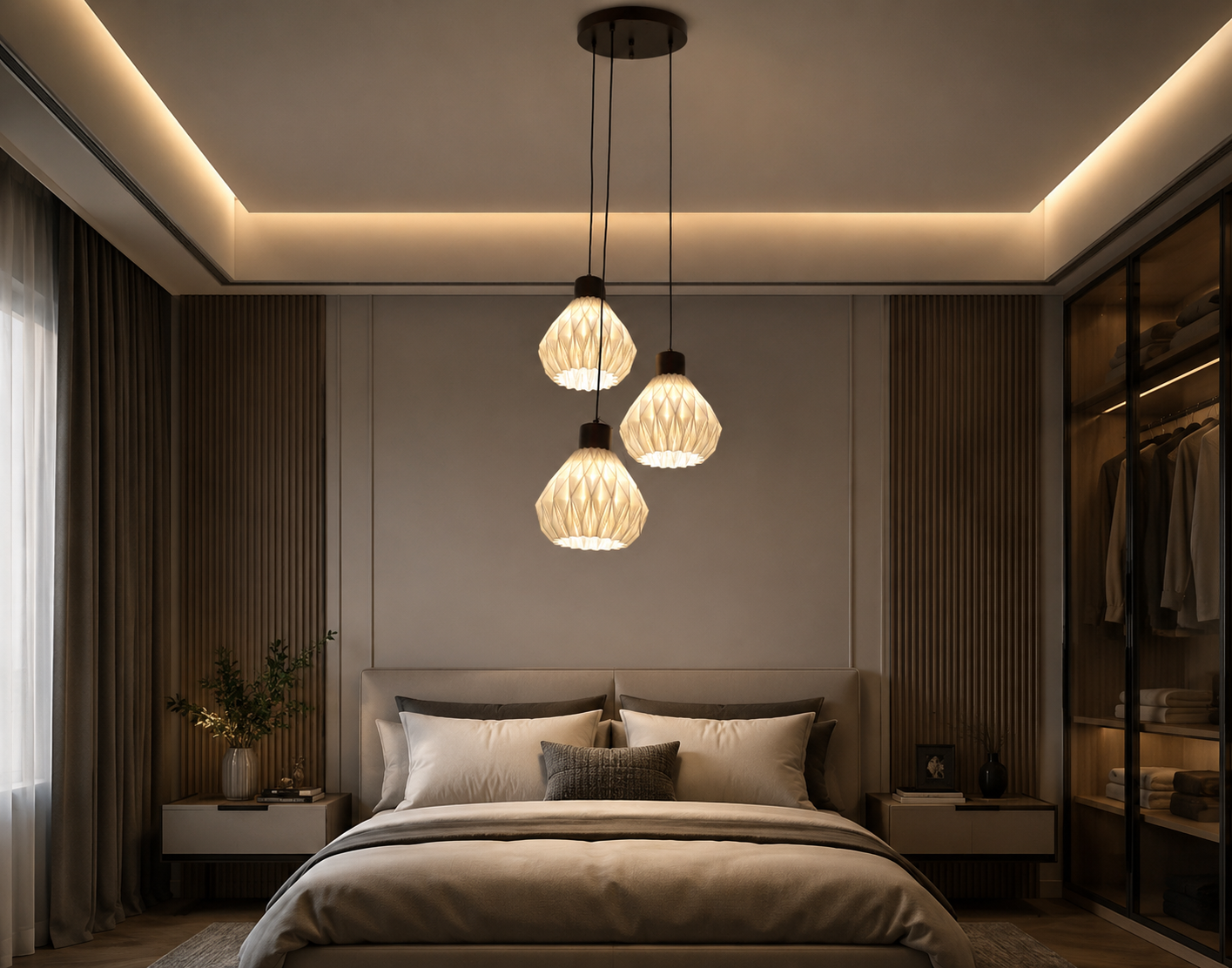HDC Modern Triple Hanging Pendant Light for Living Room, Dining & Staircase Décor