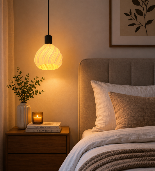 HDC Modern Swirl Glass Pendant Light for Living Room, Bedroom & Dining Area