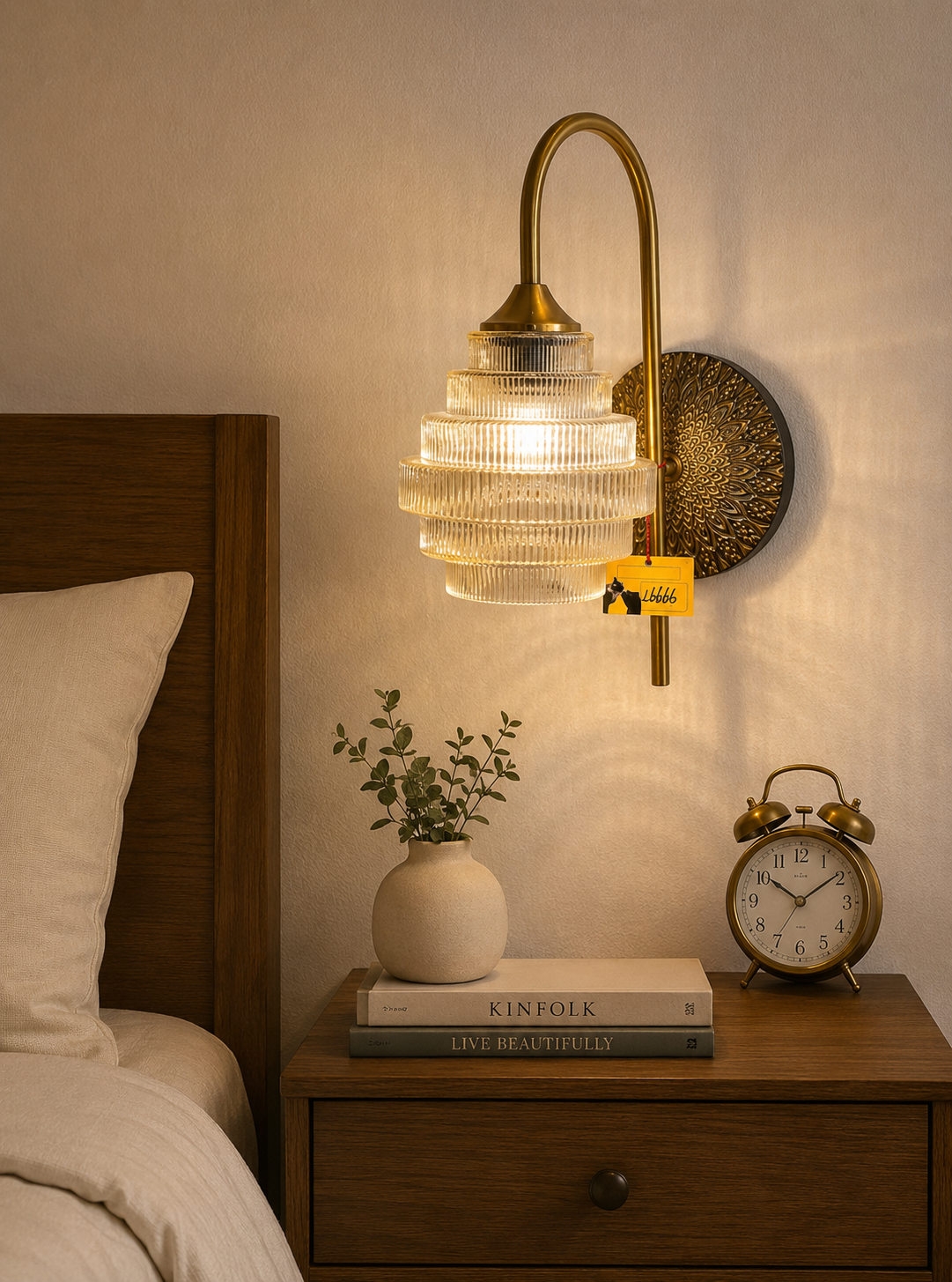 HDC Luxury Ribbed Glass Wall Light for Bedroom, Living Room