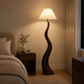 HDC Modern Resin Floor Lamp with Fabric Shade for Bedroom, Living Room