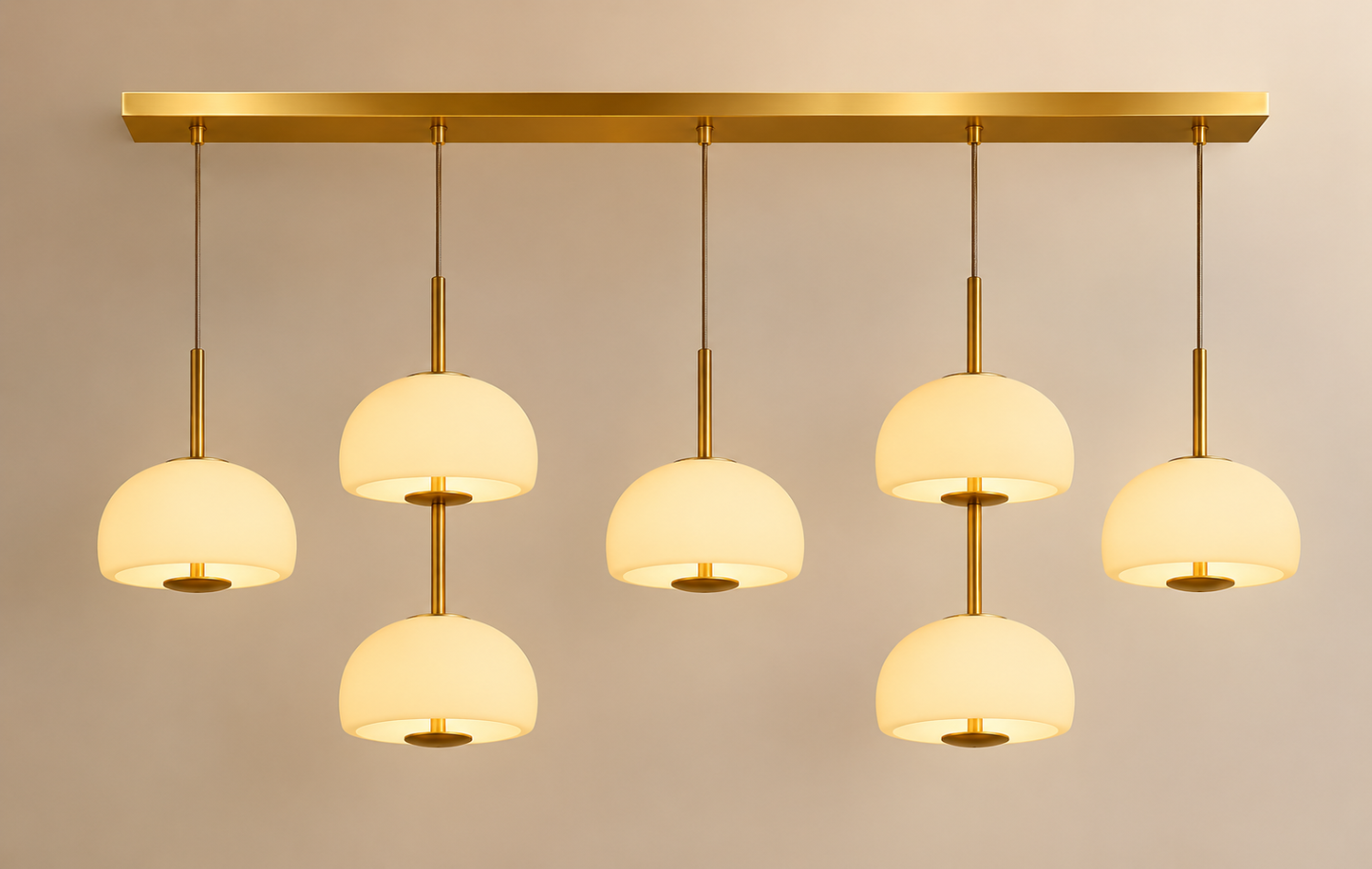HDC Modern Luxury Gold Glass Linear Chandelier LED Hanging Light for Bedroom, Dining Areas