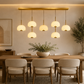 HDC Modern Luxury Gold Glass Linear Chandelier LED Hanging Light for Bedroom, Dining Areas