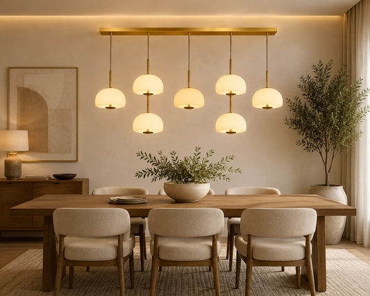 HDC Modern Luxury Gold Glass Linear Chandelier LED Hanging Light for Bedroom, Dining Areas